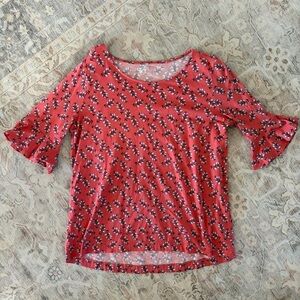 Loft Floral • Coral & Blue Women's Short Sleeve Top